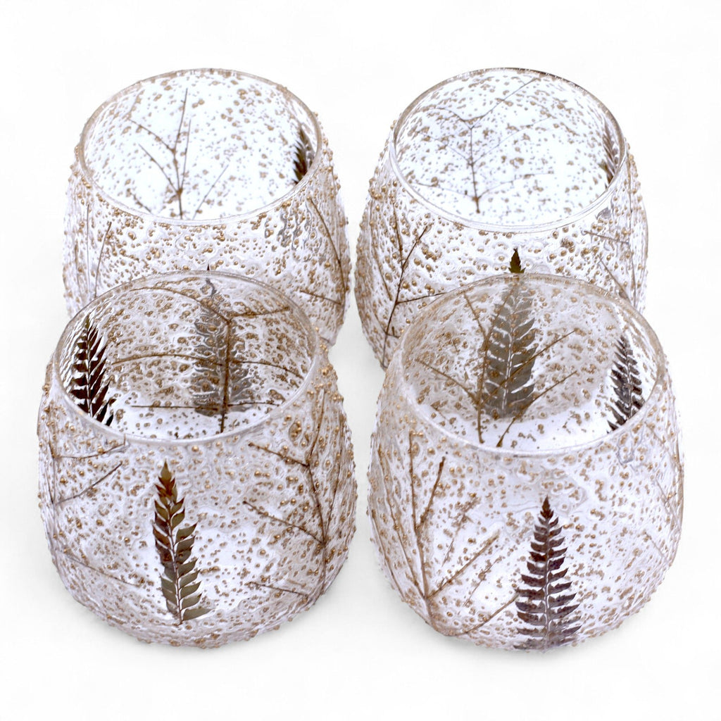 Natural Floral Glass Candle Holder Pino for Home Decor 10x9cm