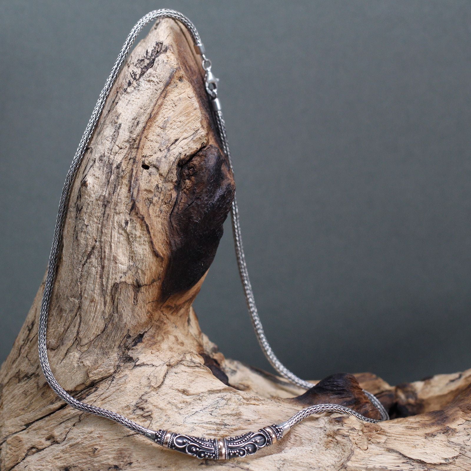Silver and Gold Necklace with Tribal Design for Unique Style