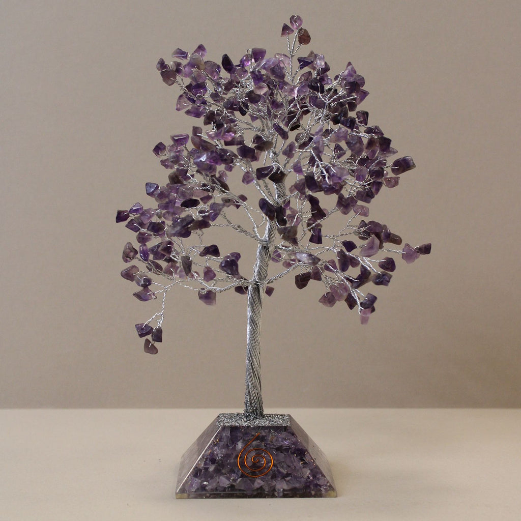 Gemstone Tree with Orgonite Base Featuring 320 Amethyst Stones