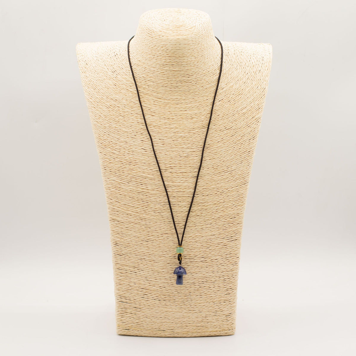 Cord Necklace Gemstone Pendant - Sodalite Mushroom