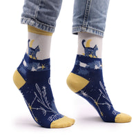 Agnes + Cat Hop Hare Bamboo Socks S/M - Midnight Cat