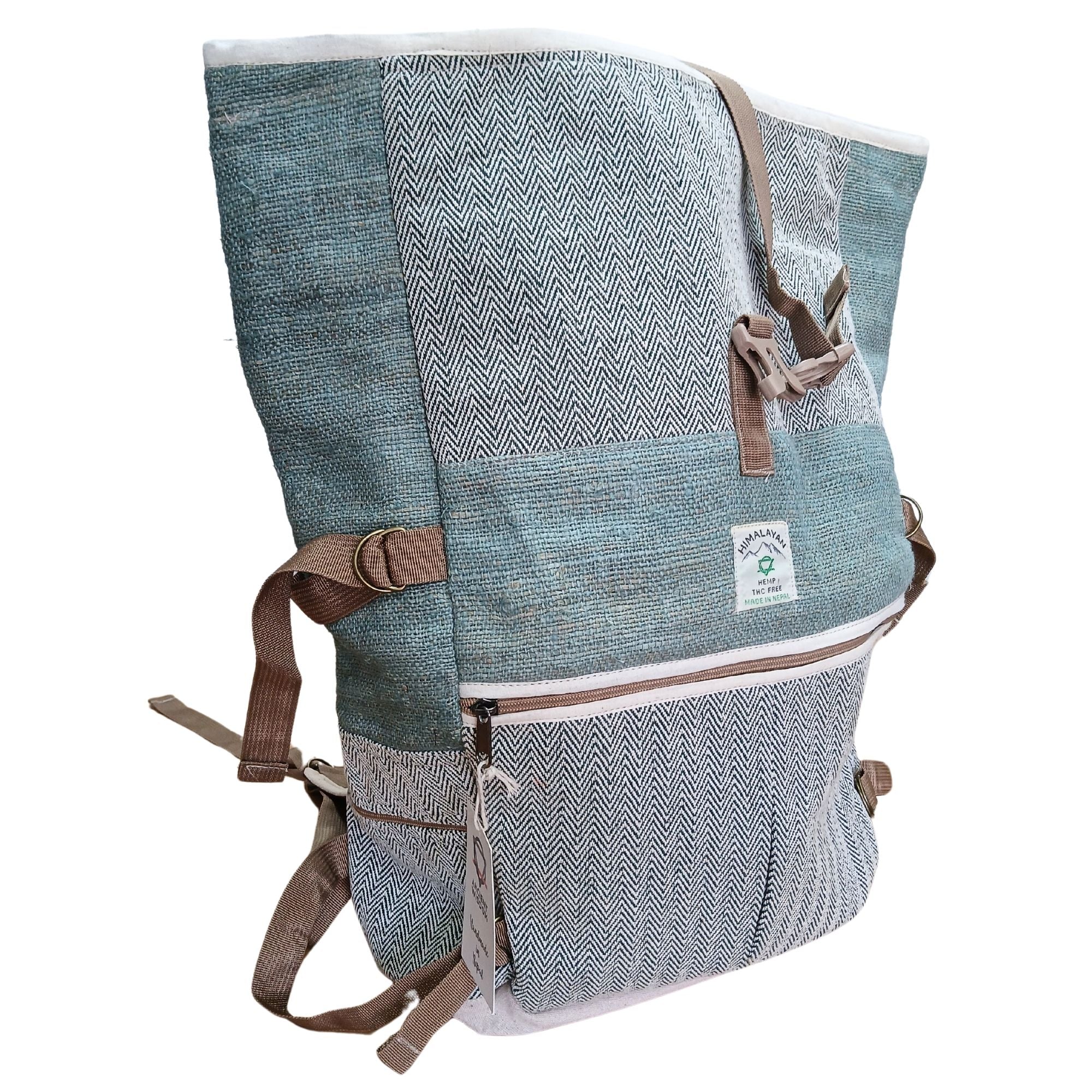 Hemp Trekking Rolling Backpack in Sage Colour for Outdoor Adventures