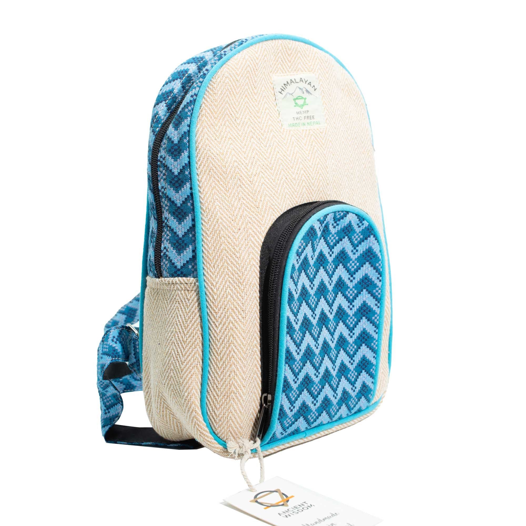 Medium Kathmandu Backpack with Dhaka Design in Blue Pattern