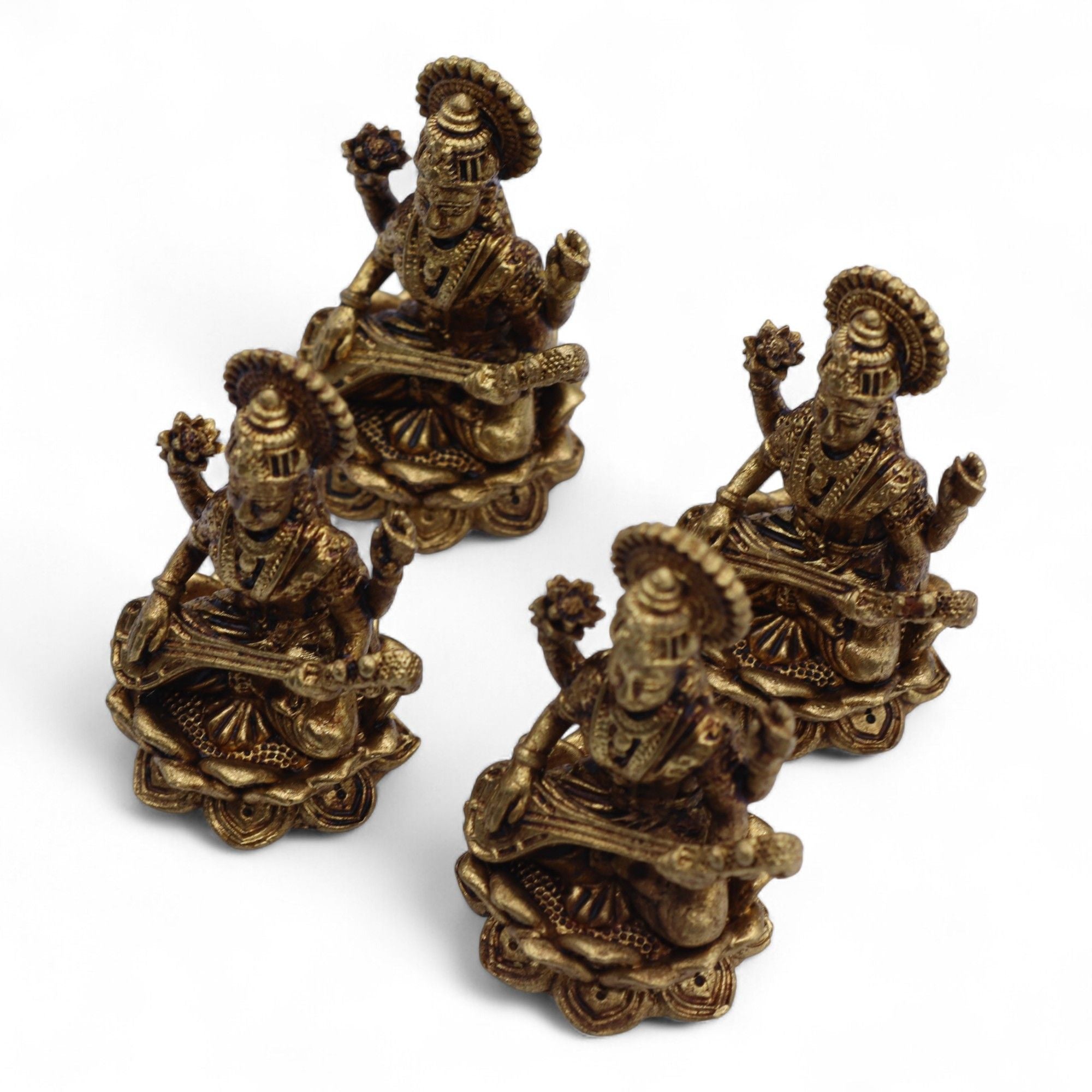Brass Miniature God Saraswati Wisdom and Creativity Figurine