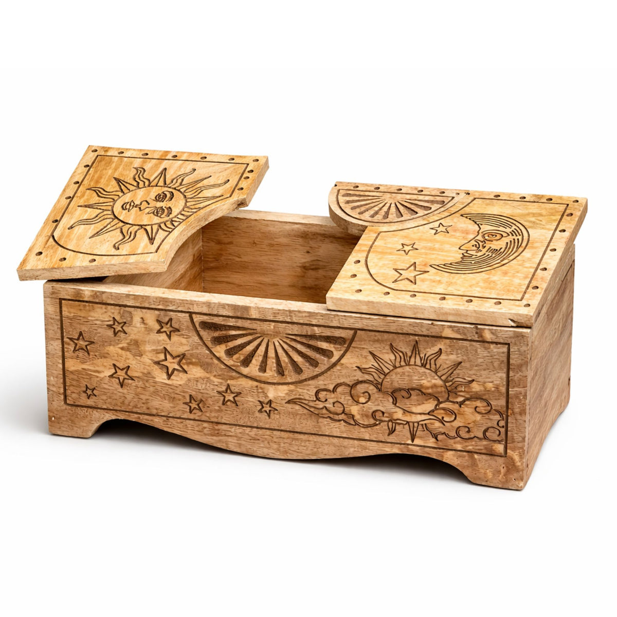 Sun & Moon Carved Sliding Box