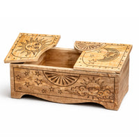 Sun & Moon Carved Sliding Box