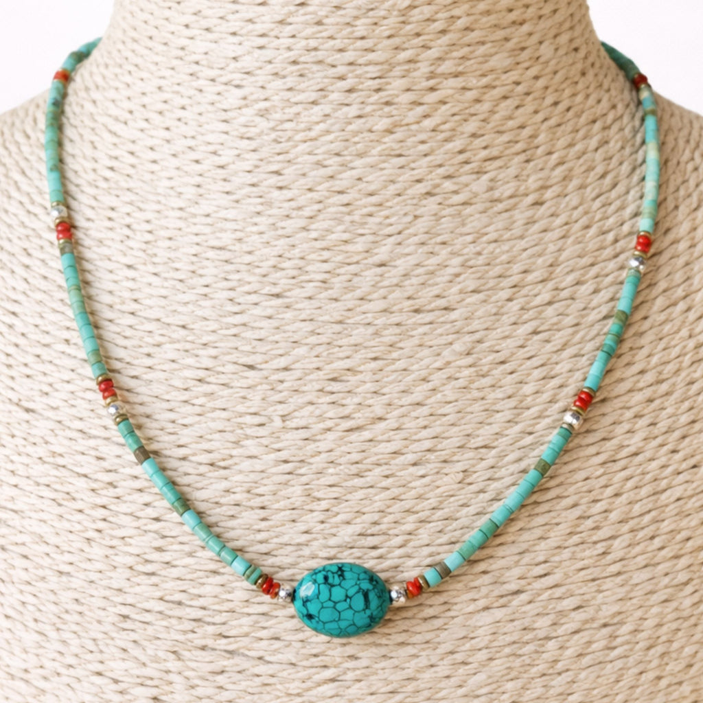 Nepalese Extra Fine Gem Necklace with Turquoise Stone Beads