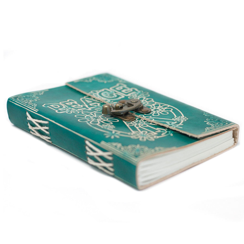Leather Green Peace Notebook with Lock for Creative Writing