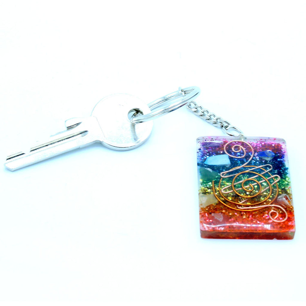 Orgonite Power Keyring with Copper and Chakra Energy Design