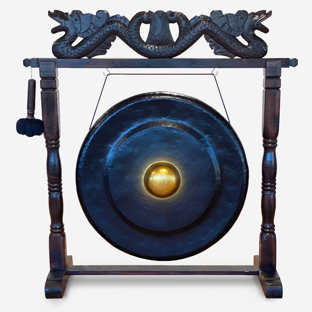 Large Brown Antique Stand Gong 80cm Decorative Healing Instrument