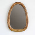 Set of 3 Pebble Shaped Mirrors in Light Wood Finish for Home Decor