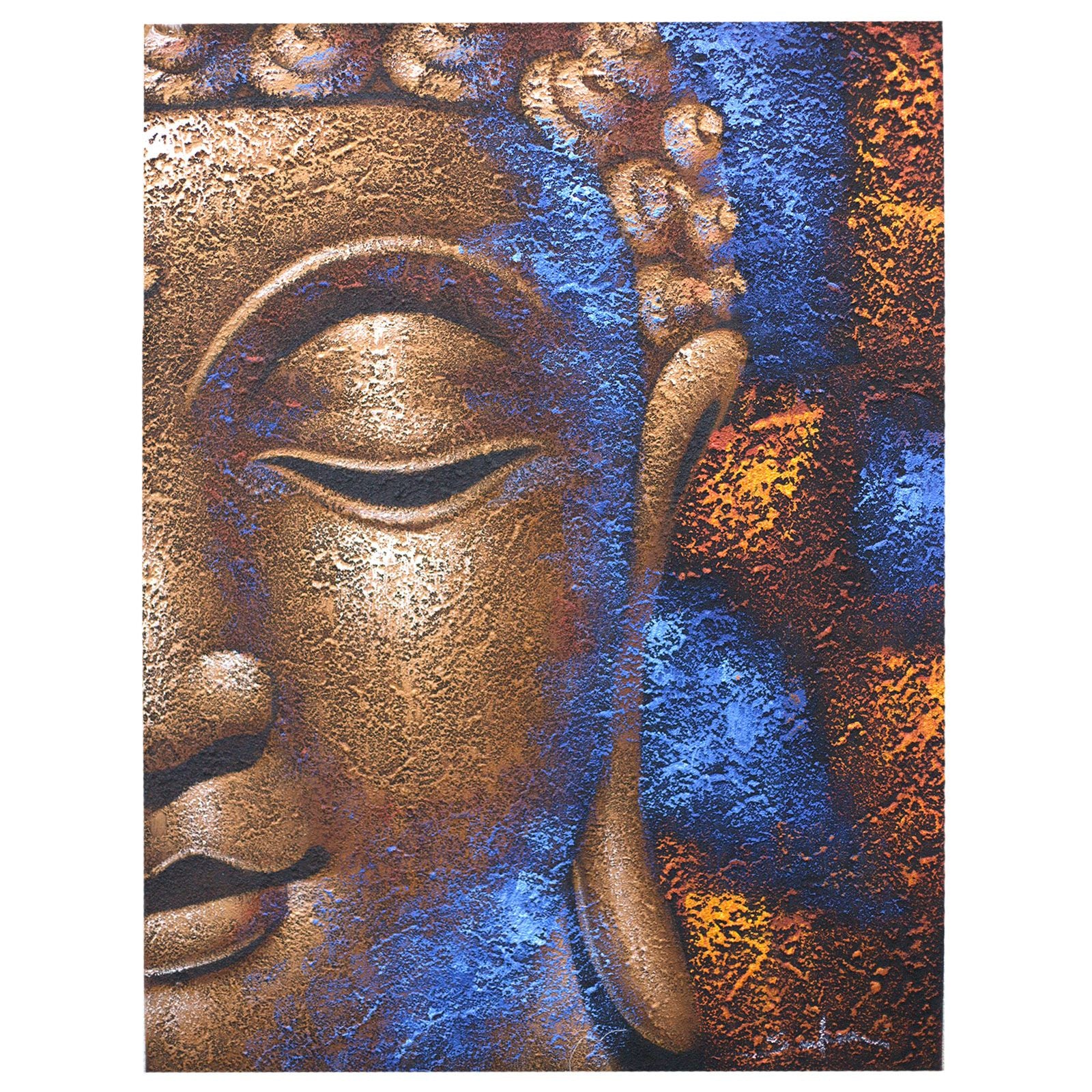 Buddha Painting Copper Face for Elegant Home and Wall Décor Art