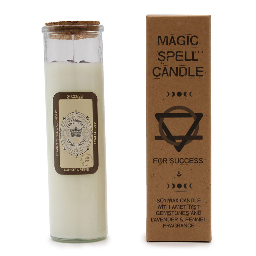 Magic Spell Candle for Success with Amethyst and Lavender Aroma