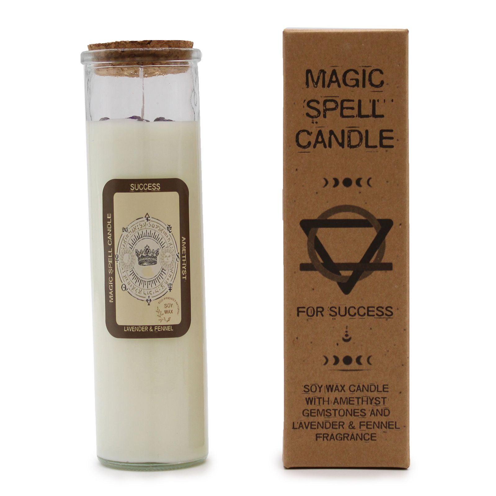 Magic Spell Candle for Success with Amethyst and Lavender Aroma
