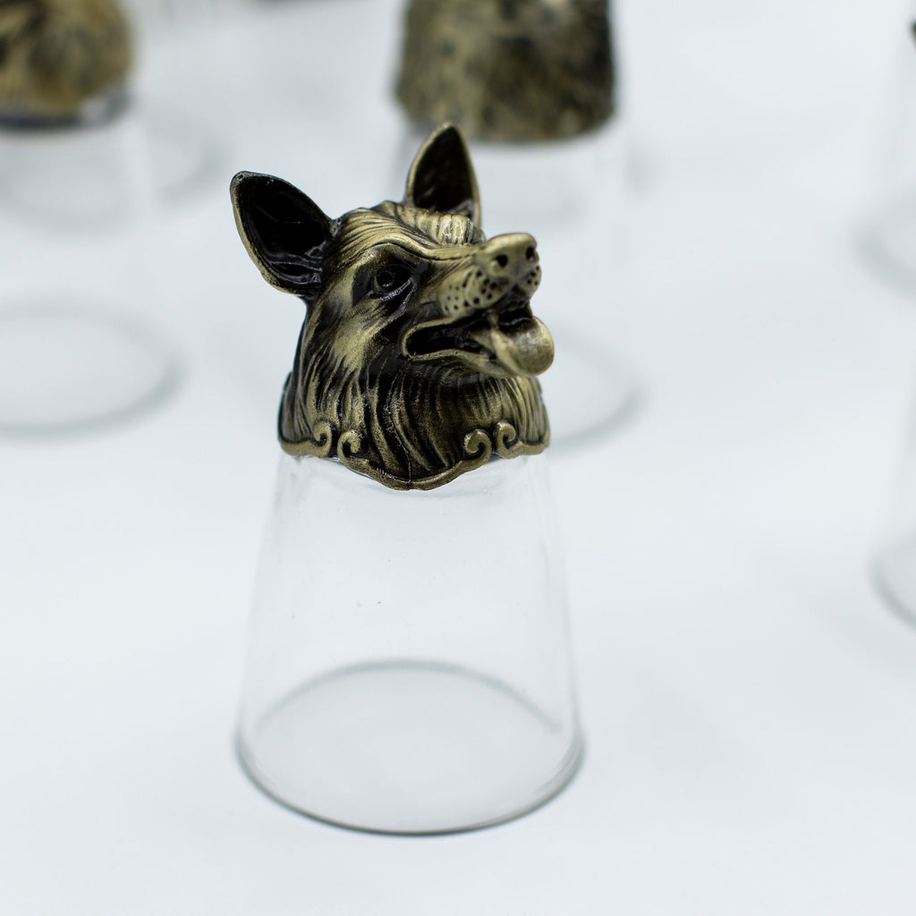 Gift Set of 12 Bottom Up Shot Glasses with Mystical Creatures