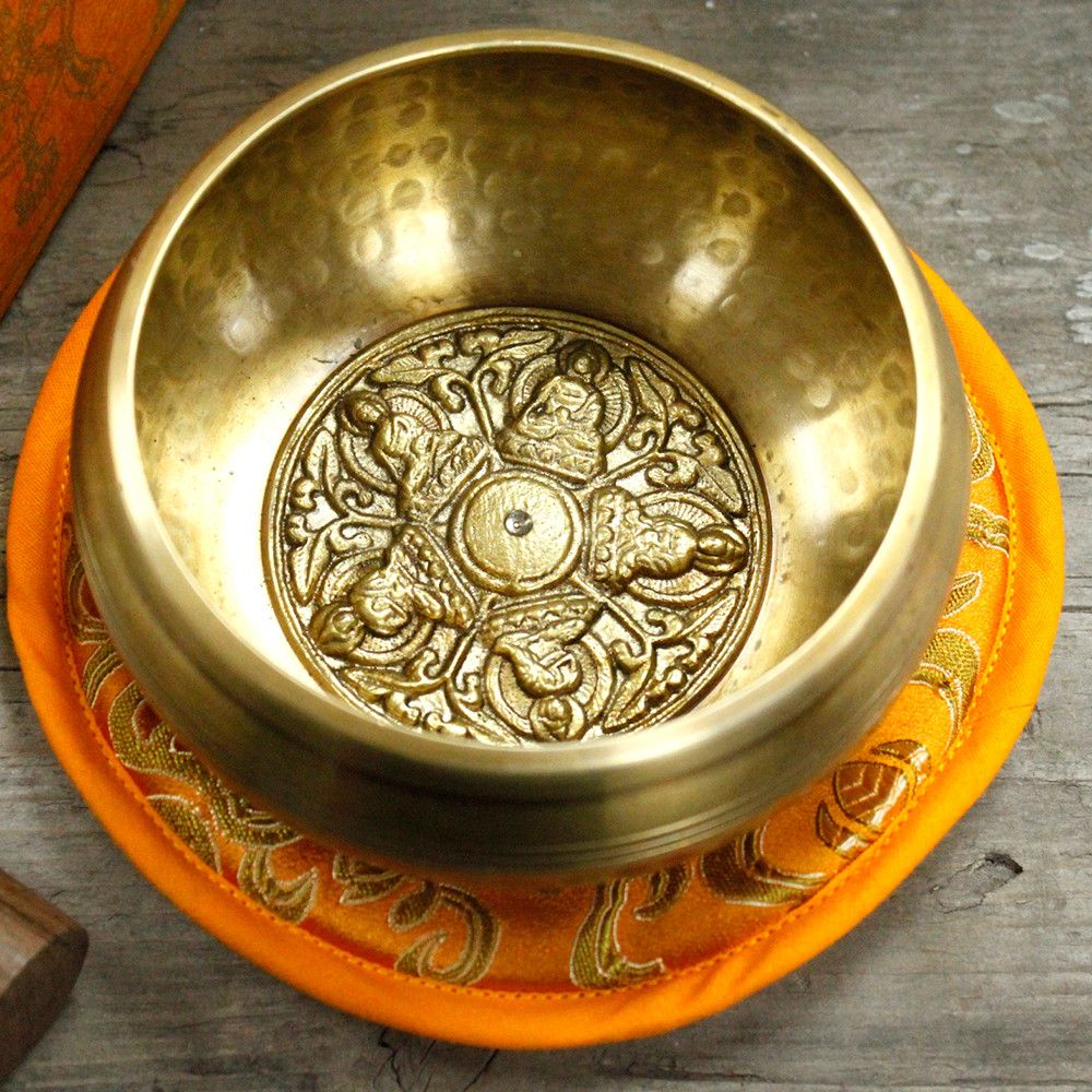 Five Buddha Singing Bowl Set 10cm with Cushion and Stick Gift Box