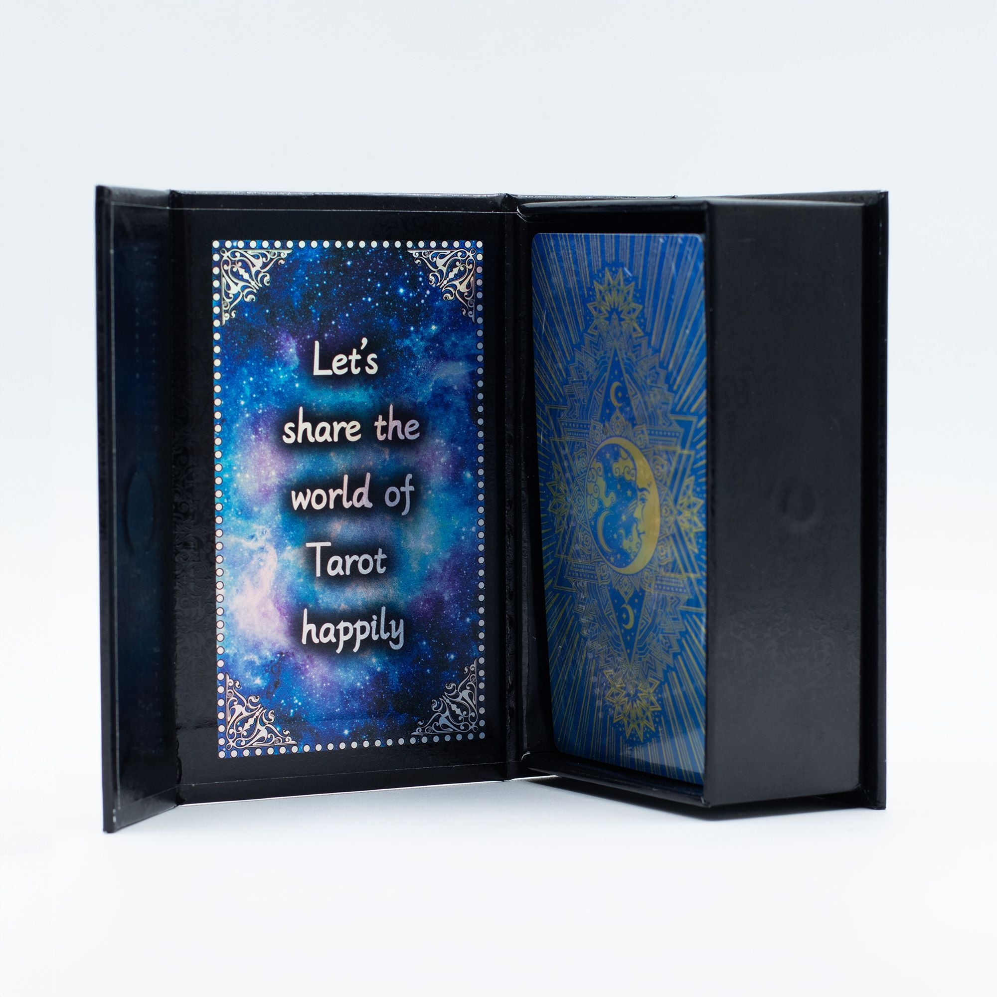 Blue Foil Tarot Card Set Moon Face with Guidebook for Readers