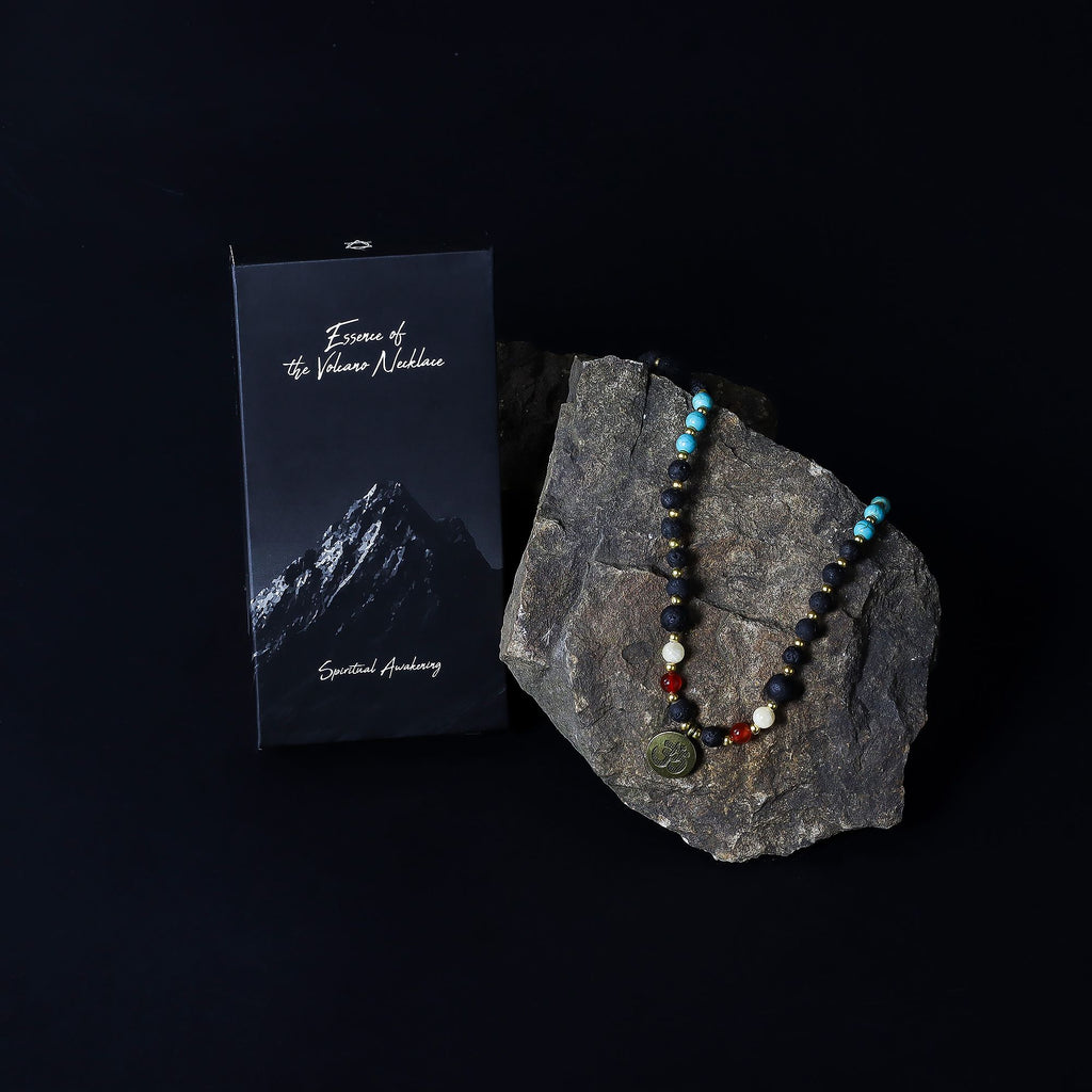 Essence of the Volcano Necklace with Om Pendant and Beads