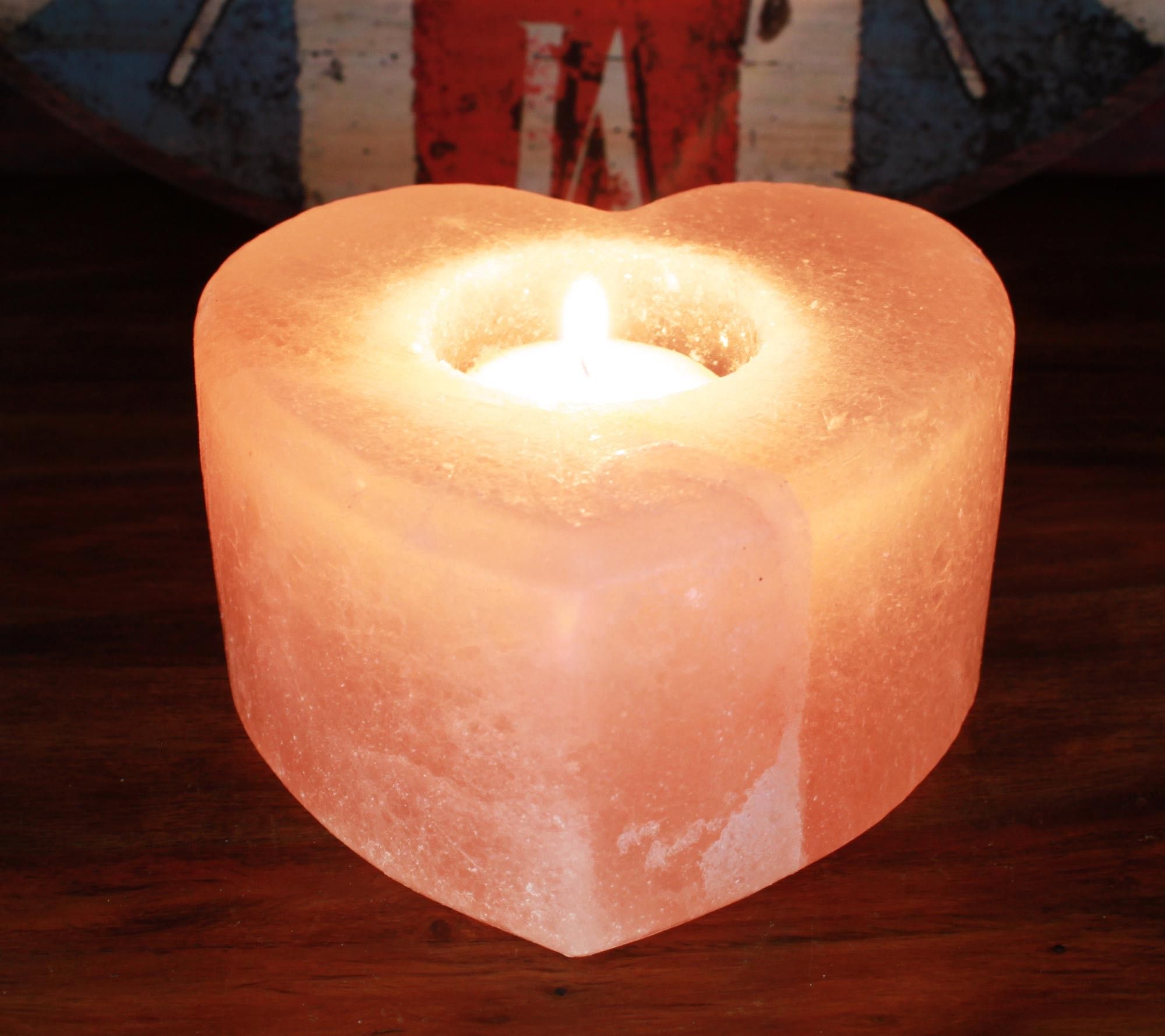 Unique Medium Heart Shaped Salt Candle Holder for Home Décor