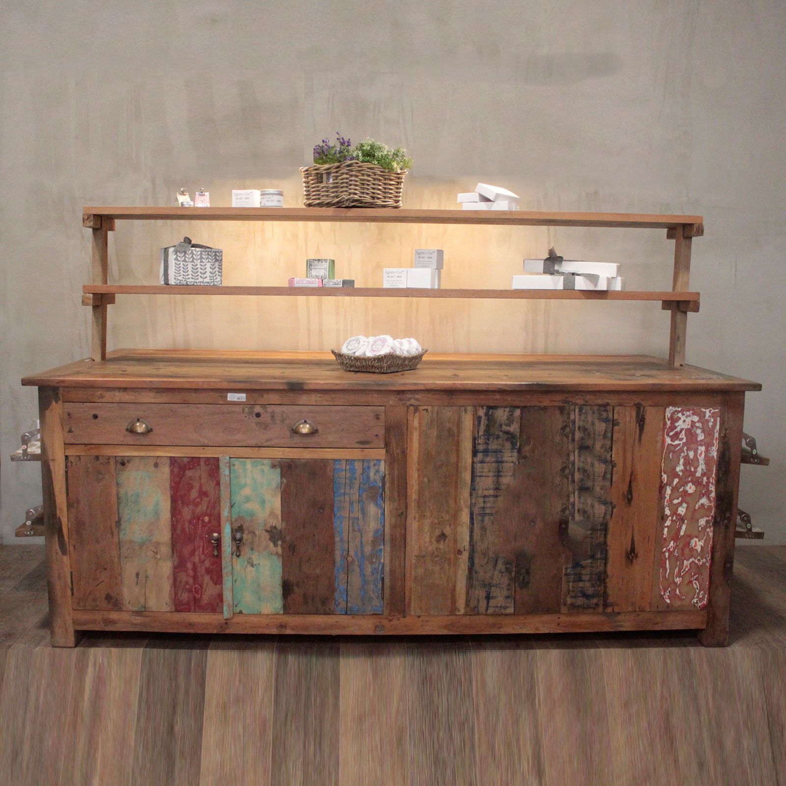 A&C Large Centre Display Table with Storage and Four Shelves