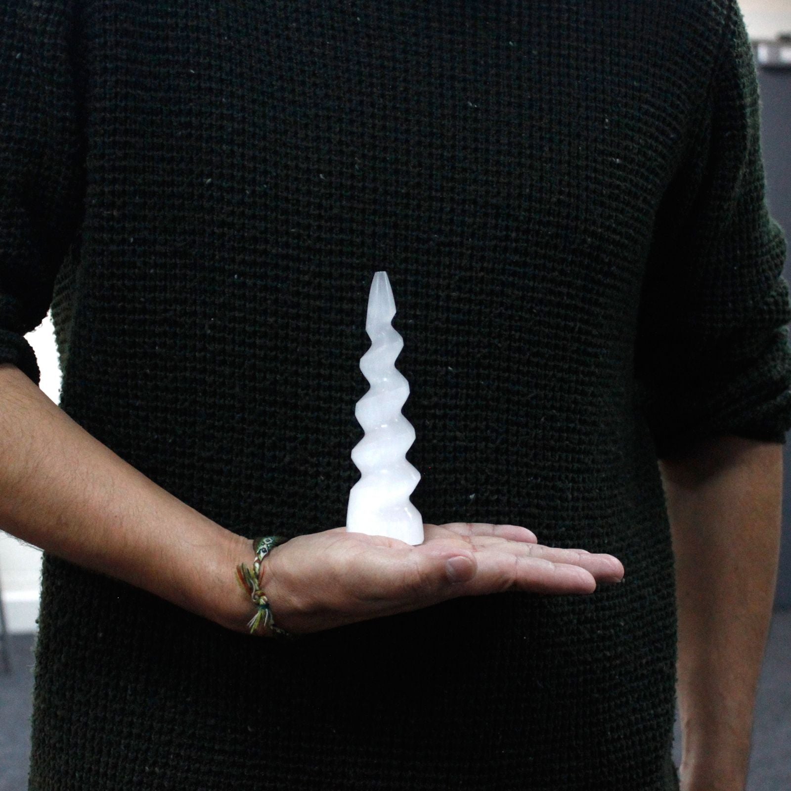 Selenite Spiral Unicorn Horn Tower Unique 15 cm Crystal Decor