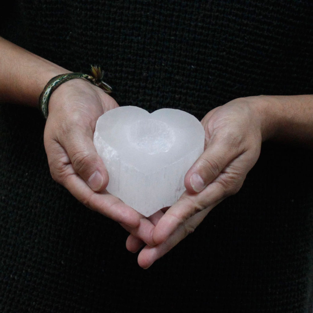 Selenite Heart Candle Holder for Stunning Home Décor and Gifts