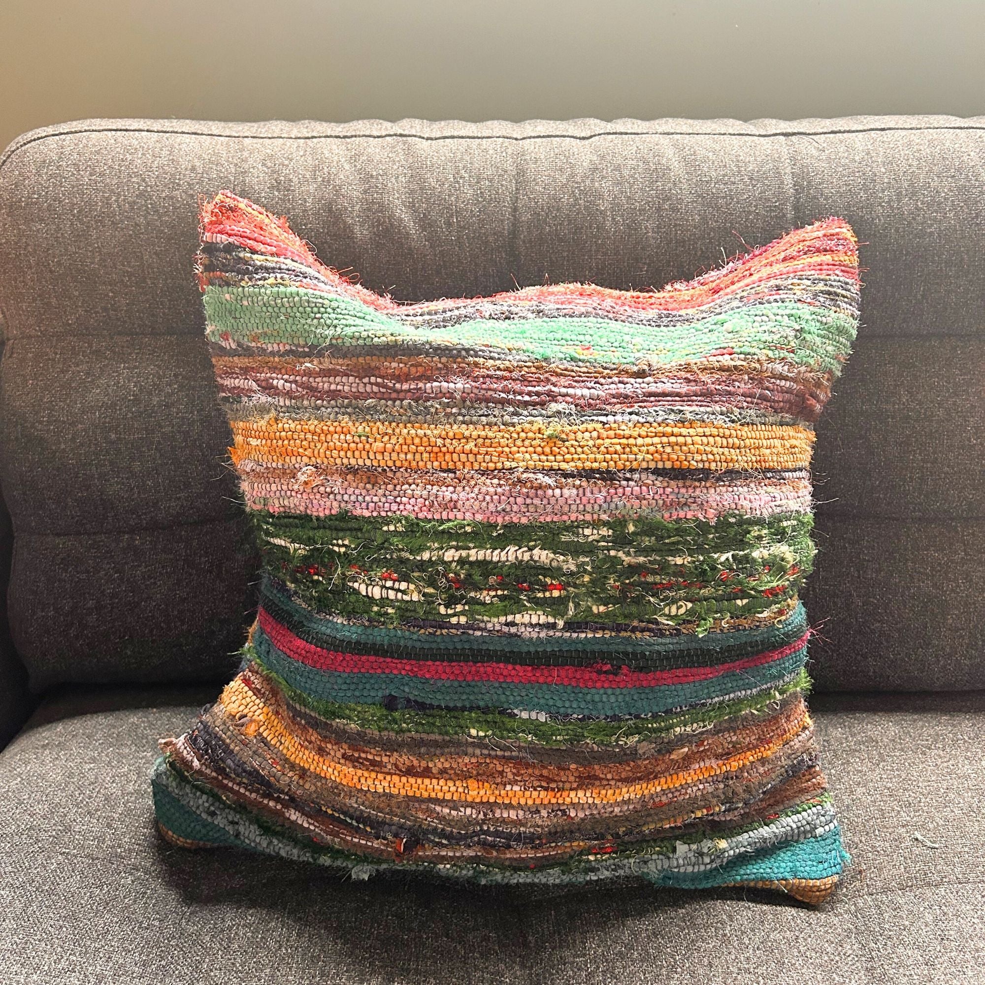 Rag Rug Cushion Covers in Charcoal Greys for Stylish Decor