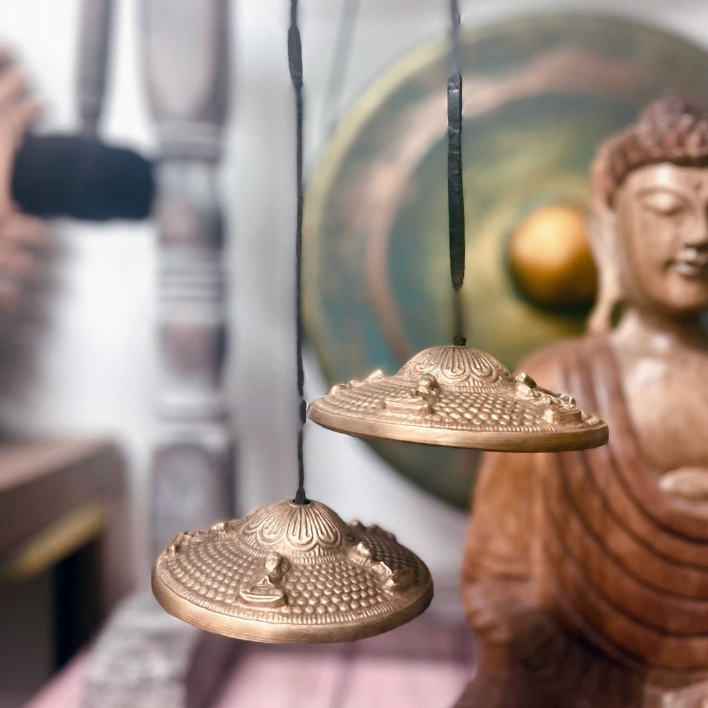Tibetan Tingsha Bells with Lucky Symbols for Meditation Practice