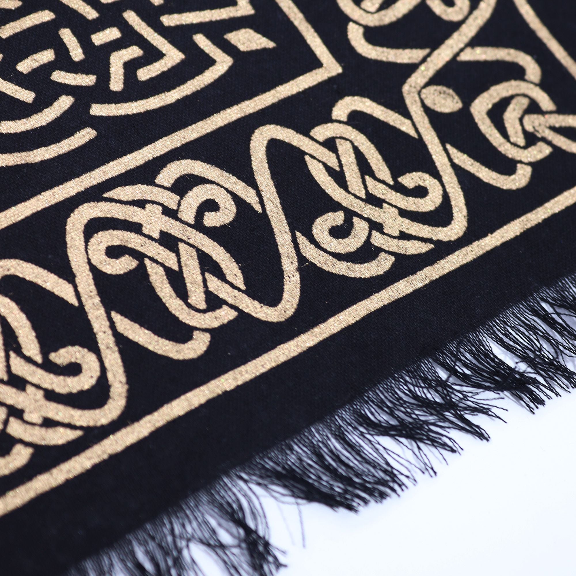 Esoteric Fringed Altar Cloth Featuring a Detailed Chakra Chart