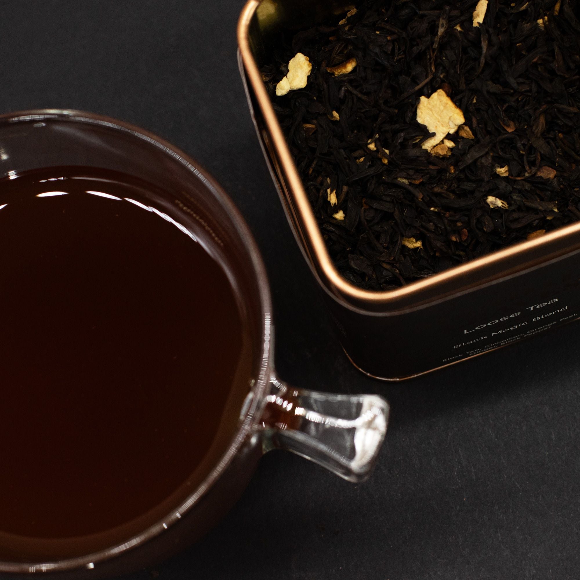 50g Black Magic Blend Bold Aromatic Spiced Black Tea in a Stylish Tin