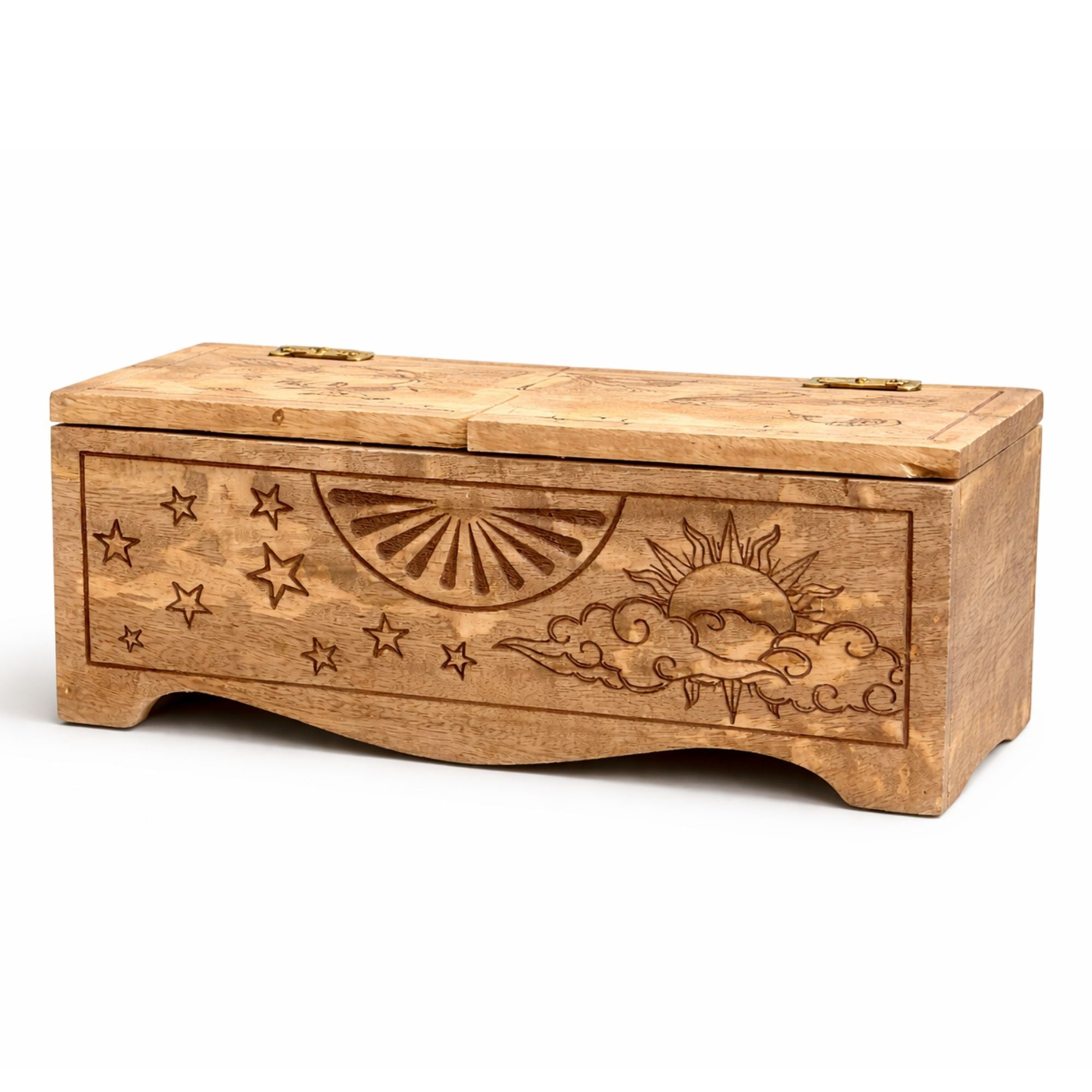 Sun & Moon Carved Sliding Box for Tarot Decks and Essentials