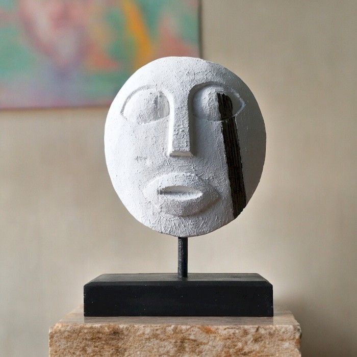 Timor Tribal Decorative Mask in White for Unique Home Decor