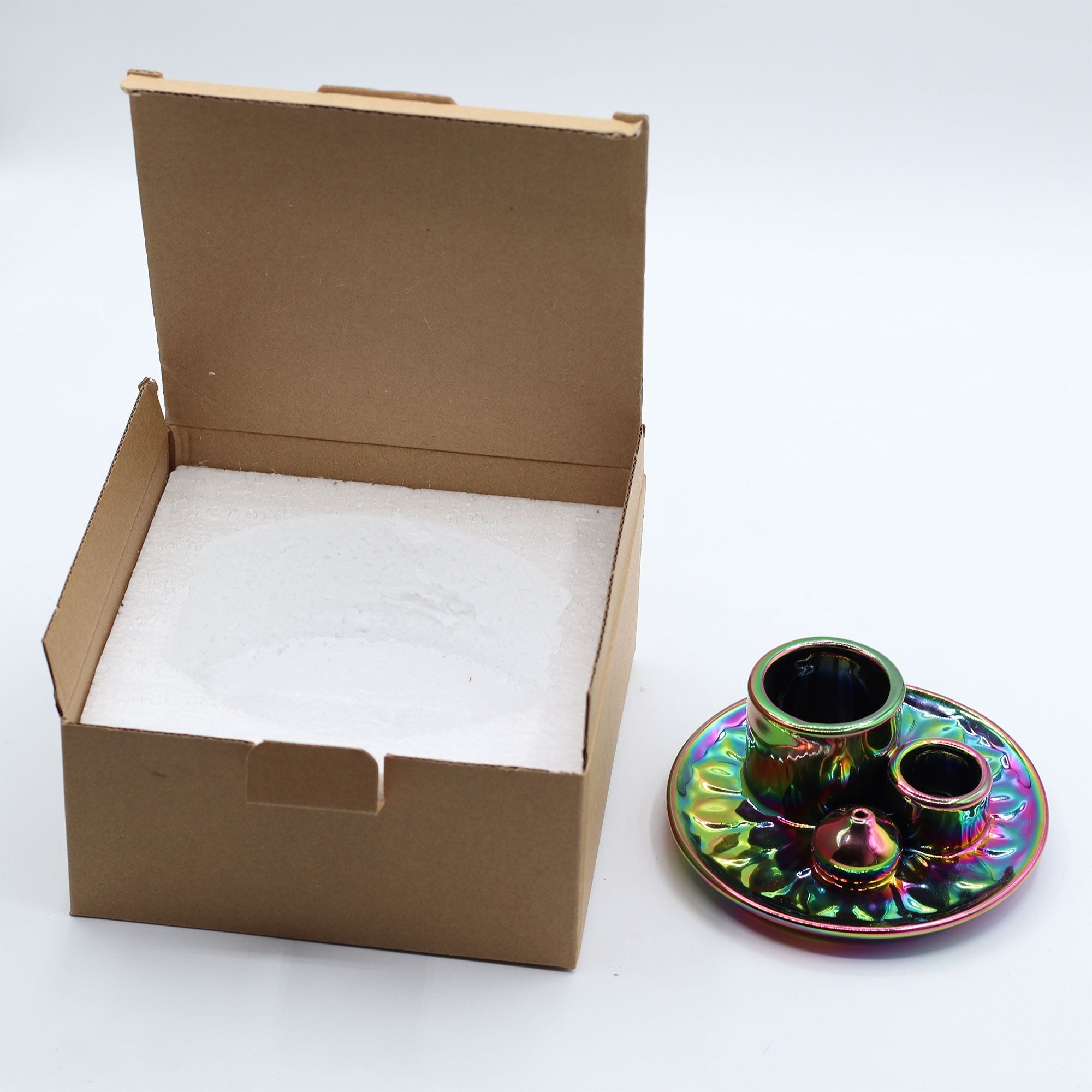 Palo Santo Stick Smudge Holder with Mandala Metallic Rainbow Design