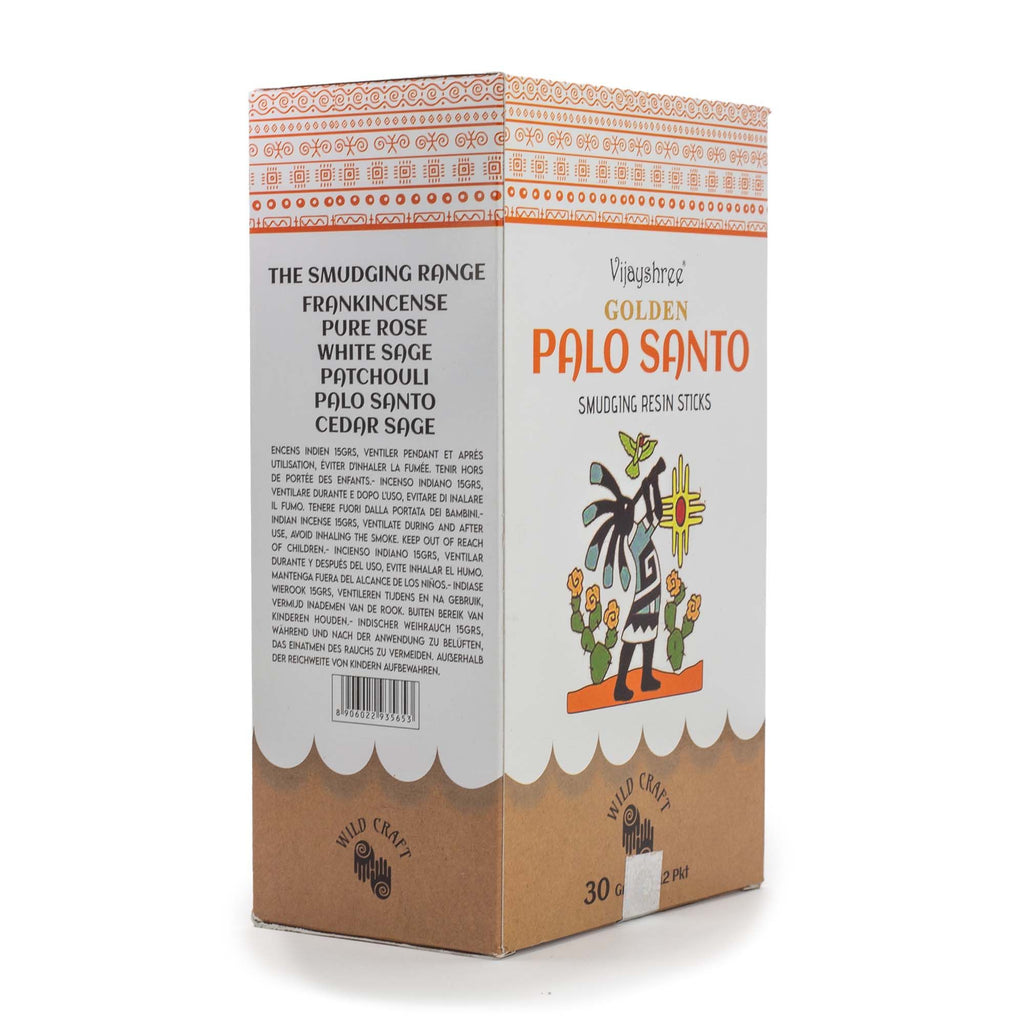 Golden Palo Santo Smudging Resin Sticks in Illustrated Box 30g