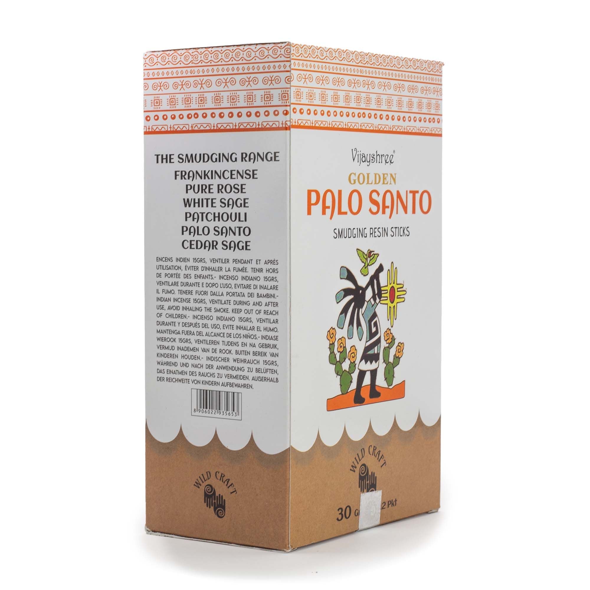 Golden Palo Santo Smudging Resin Sticks in Illustrated Box 30g