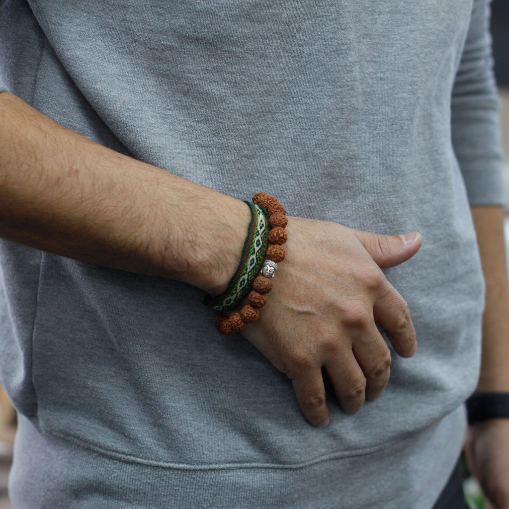 Rudraksha Buddha Bangle Mala in Brown with 20 Unique Beads