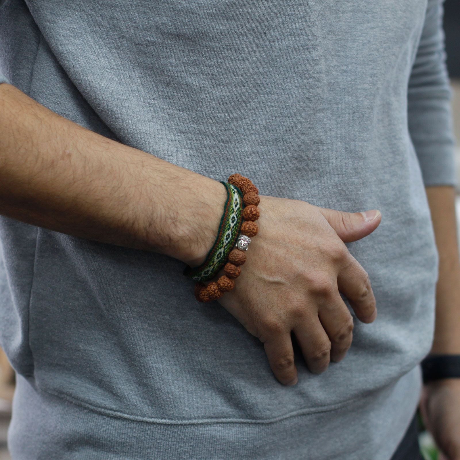 Rudraksha Buddha Bangle Mala in Brown with 20 Unique Beads