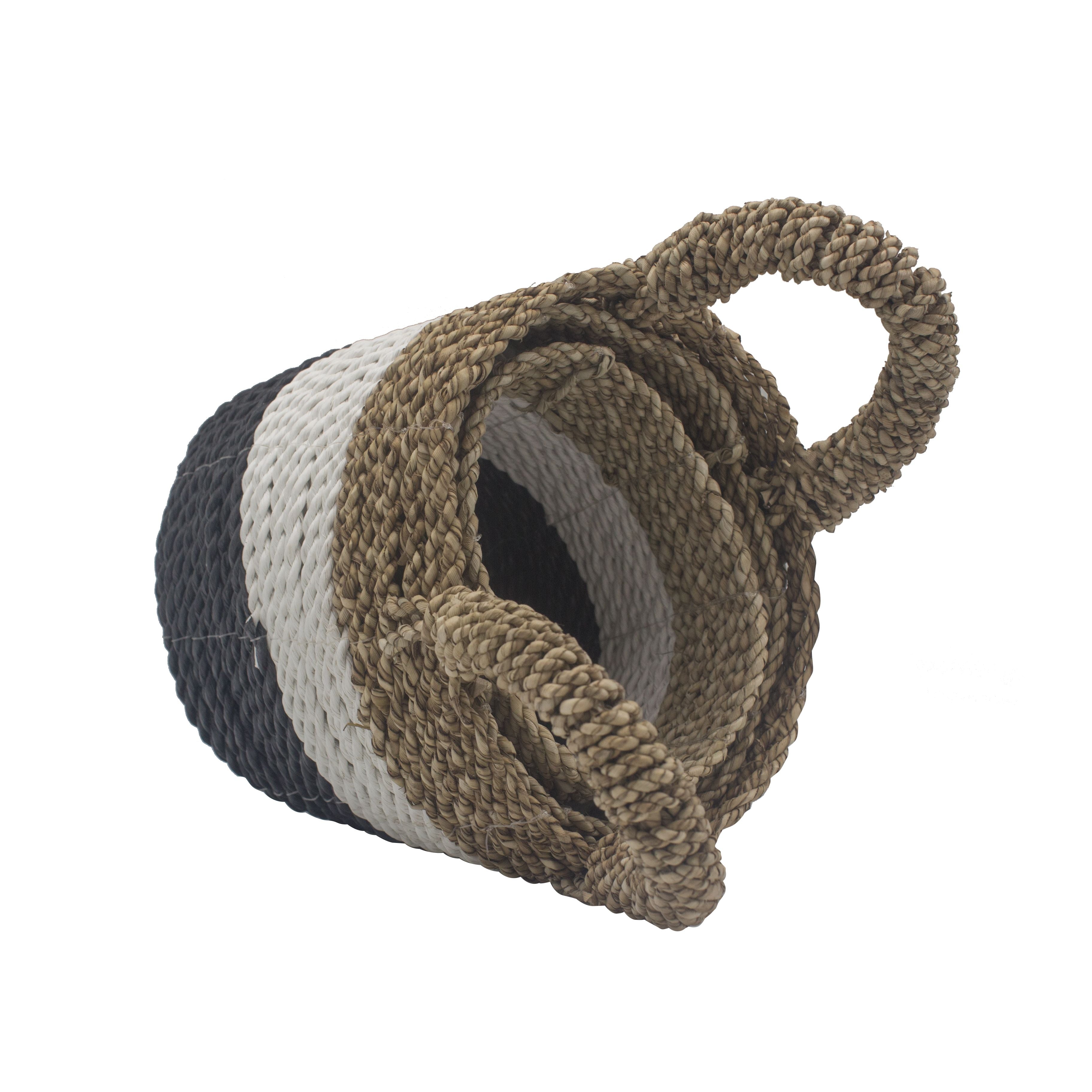 Seagrass Basket Set in Orange Natural and White for Storage