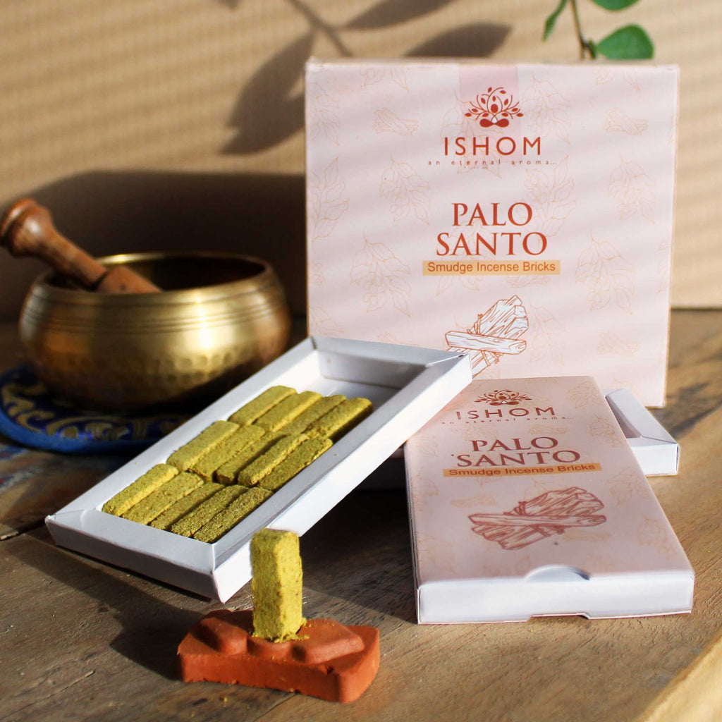 Pack of 15 Natural Incense Smudge Bricks and Burner Palo Santo