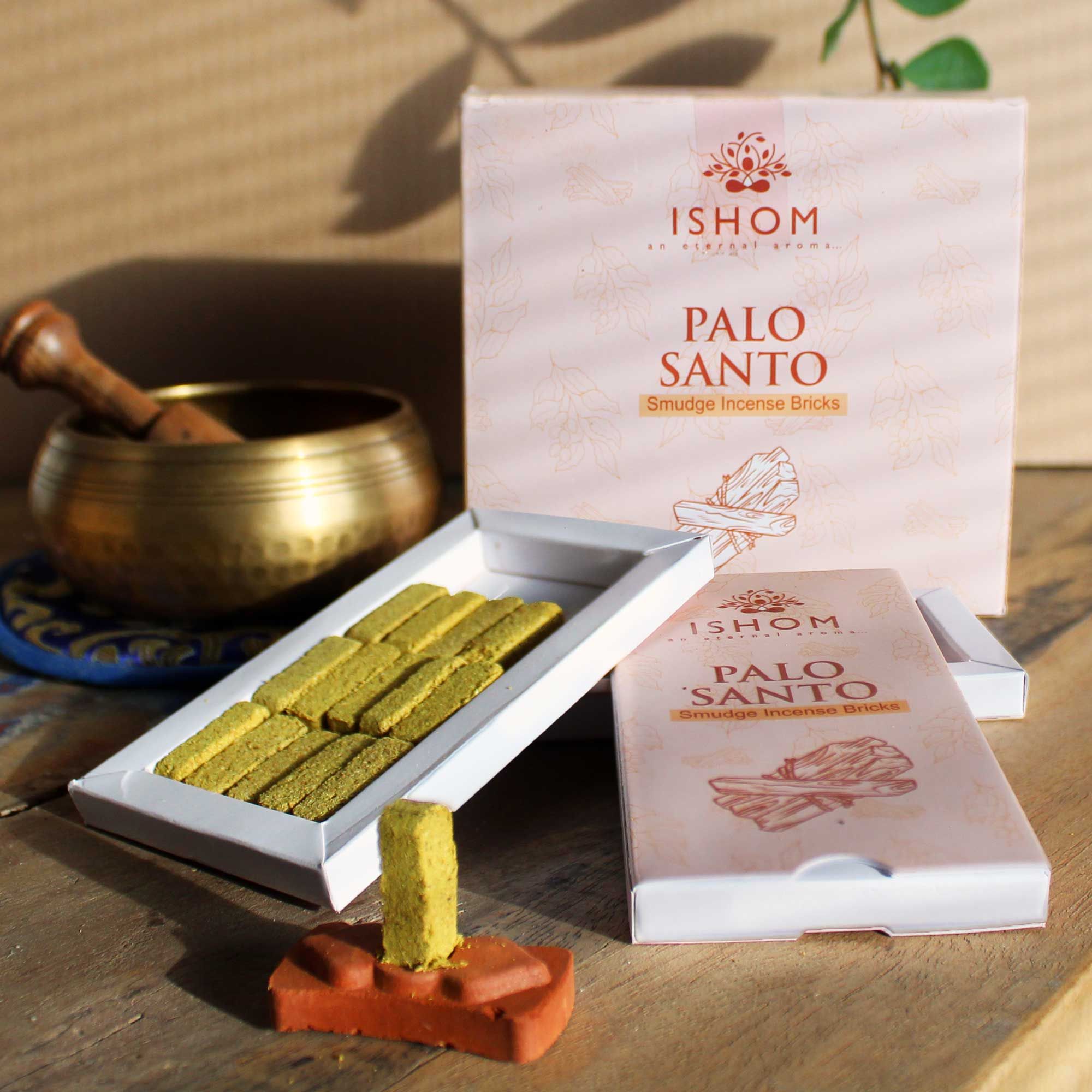 Pack of 15 Natural Incense Smudge Bricks and Burner Palo Santo
