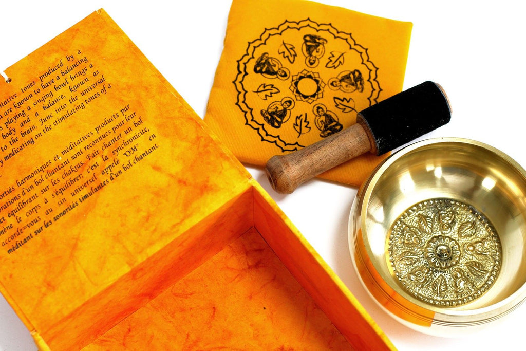 Special Tibetan Meditation Bowl Set with Cushion and Stick Gift