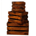 Wooden Storage Crates Set of 3 in Brown for Home Organisation
