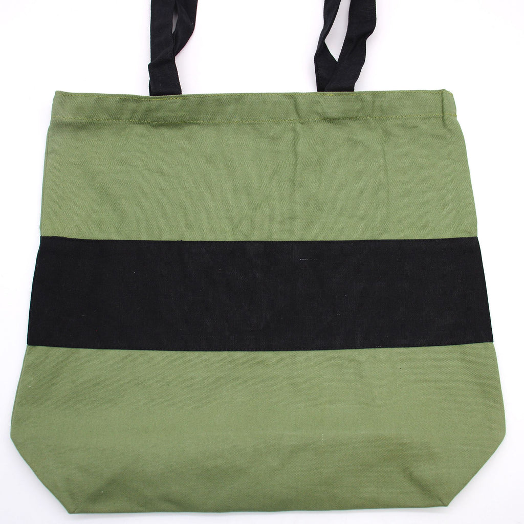 Cotton Tote Two Tone Bag Green and Black Eco Friendly Shopper