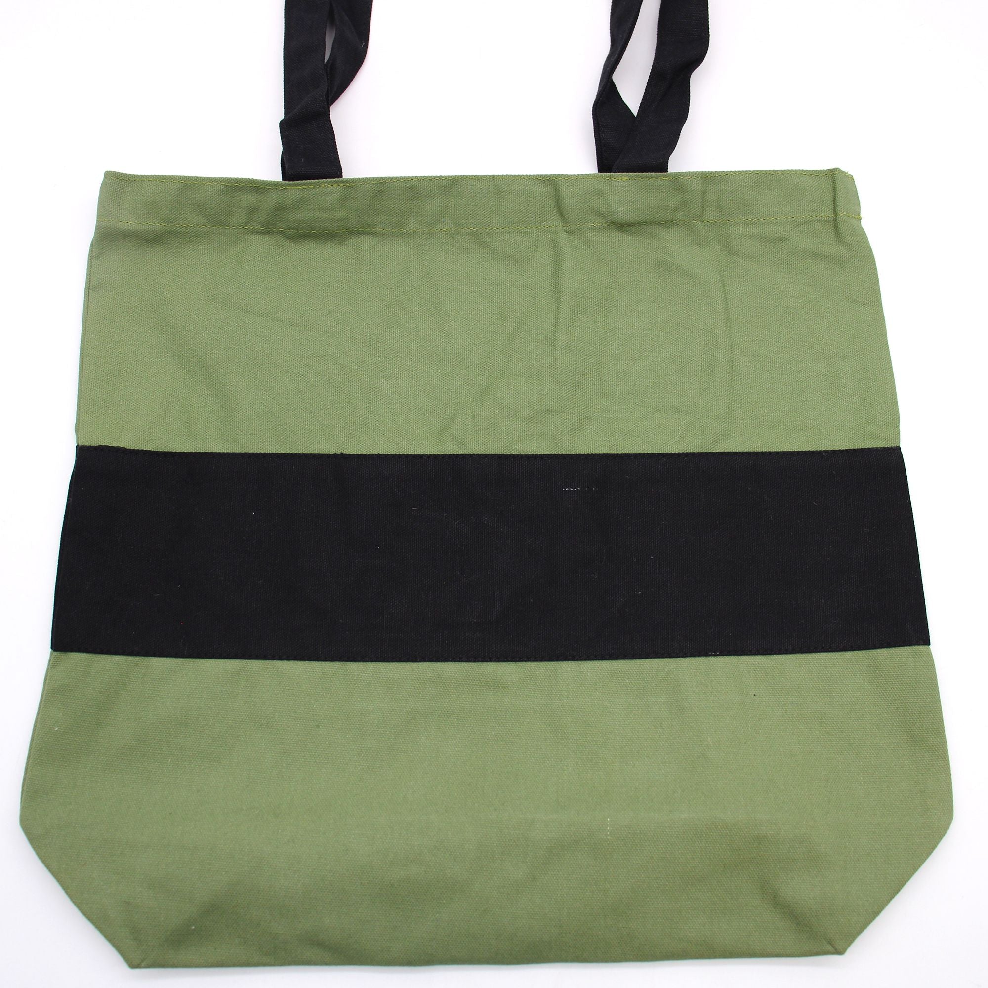 Cotton Tote Two Tone Bag Green and Black Eco Friendly Shopper