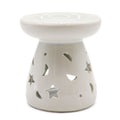 Lrg Classic White Oil Burner with Moon and Star Design for Fragrance
