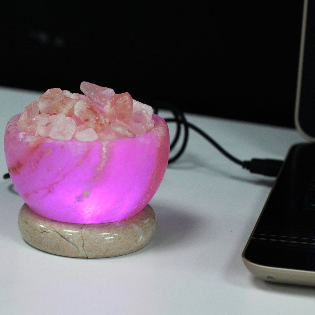 USB Fire Bowl Multicolour Himalayan Salt Lamp for Home Decor
