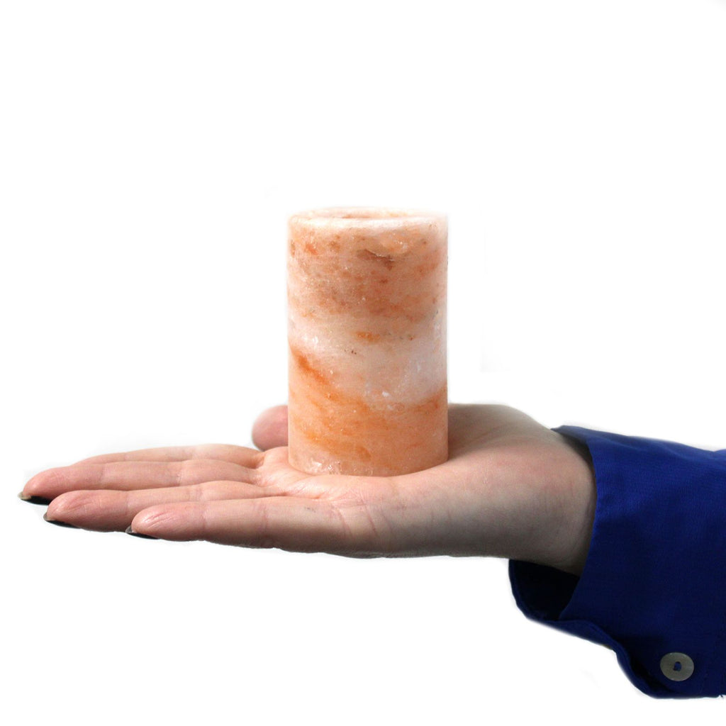 Set of 2 Himalayan Salt Shot Glasses with Wood Serving Stand