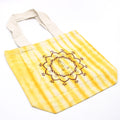 Namaste Hands Tie Dye Cotton Bag in Yellow with Natural Handle