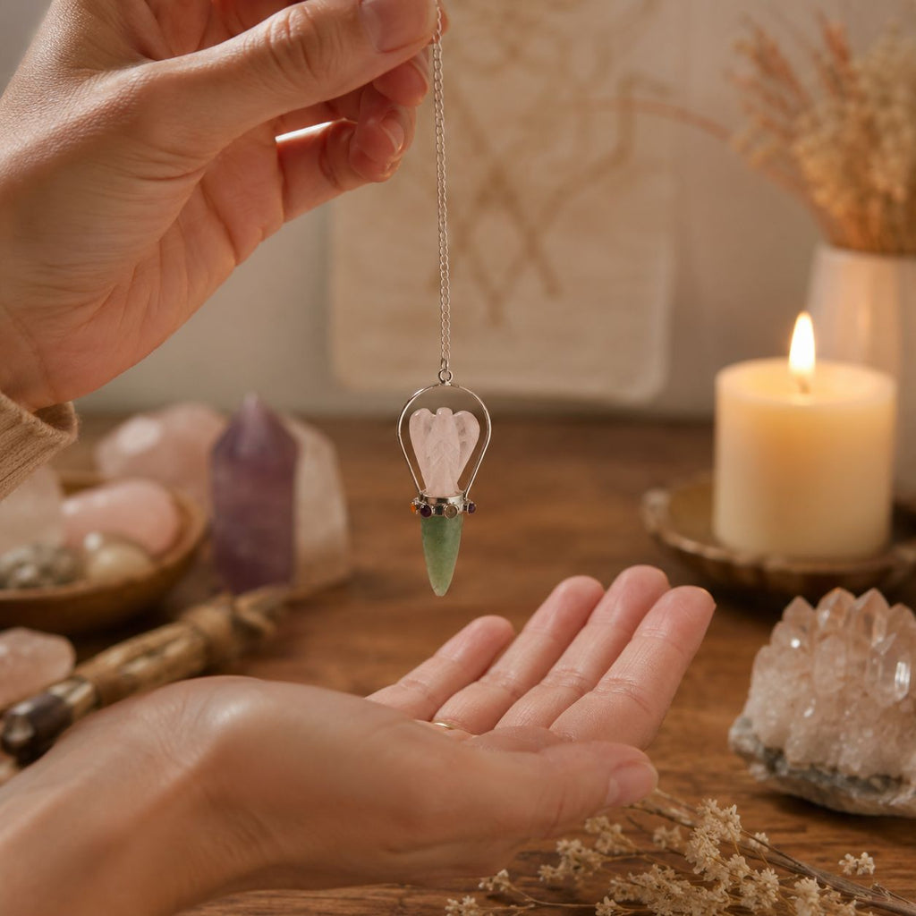 The Heart Oracle Two Piece Angel Pendulum with Chakra Band Design