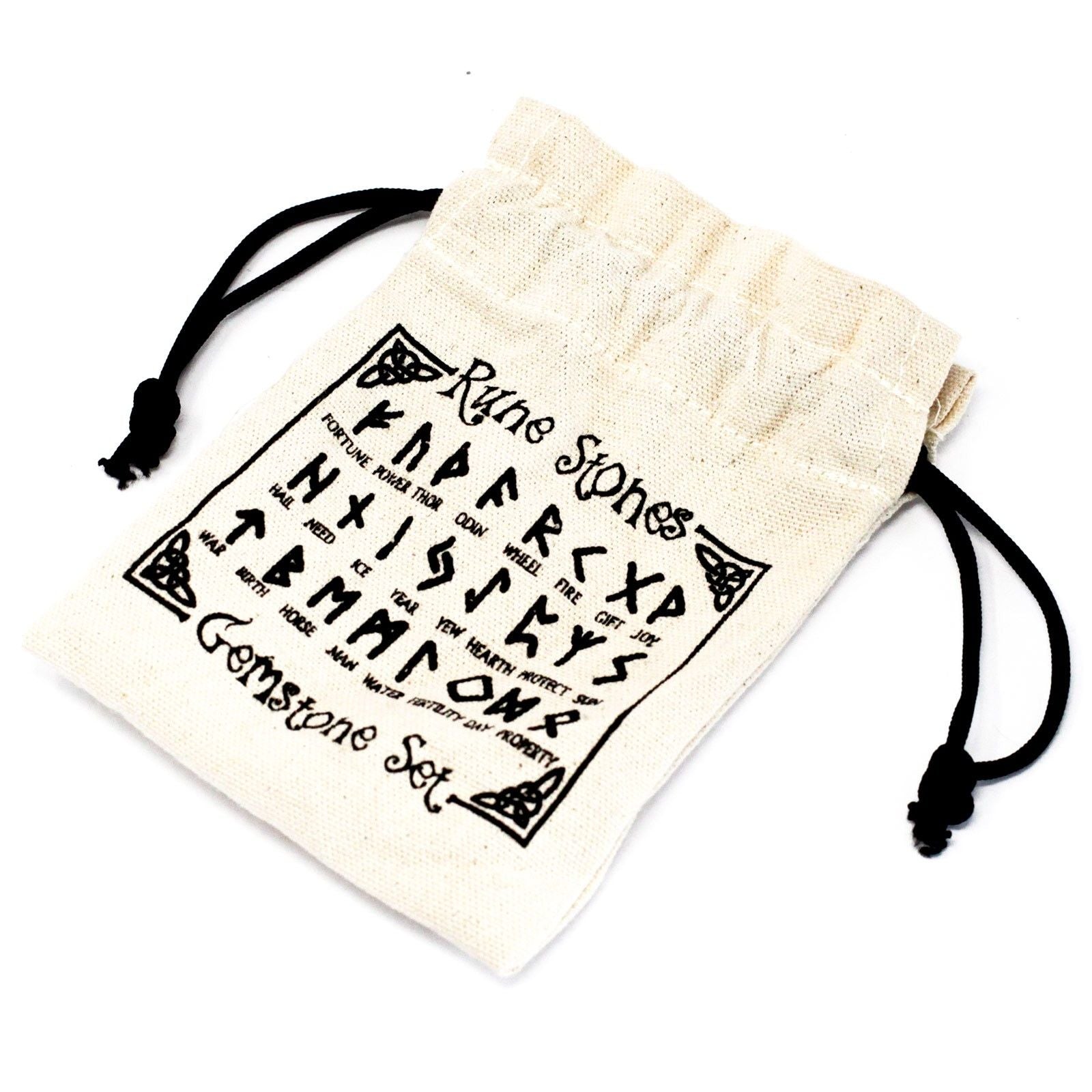 Crystal Runes Stone Set in Pouch for Mystical Exploration
